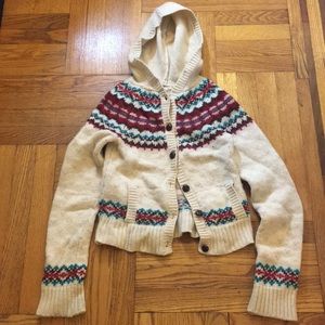 Hollister vintage fair isle hooded sweater M